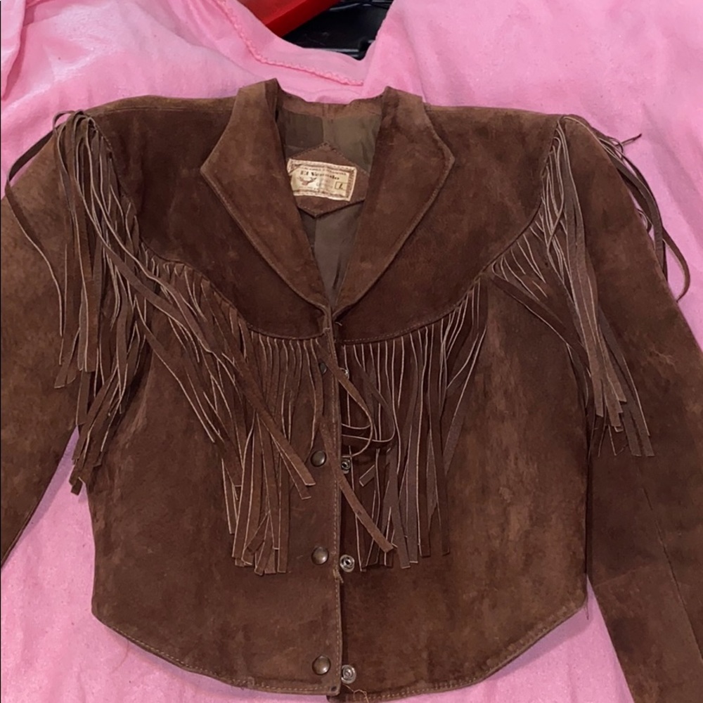 Genuine leather fringe jacket